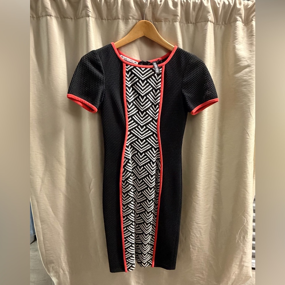 Yoana Baraschi Black and Red Geometric Mini Dress